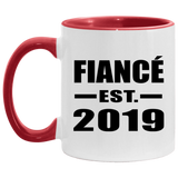 Fiance Established EST. 2019 - 11oz Accent Mug Red