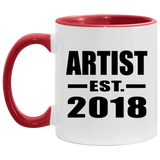 Artist Established EST. 2018 - 11oz Accent Mug Red