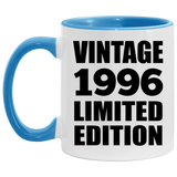28th Birthday Vintage 1996 Limited Edition - 11oz Accent Mug Blue