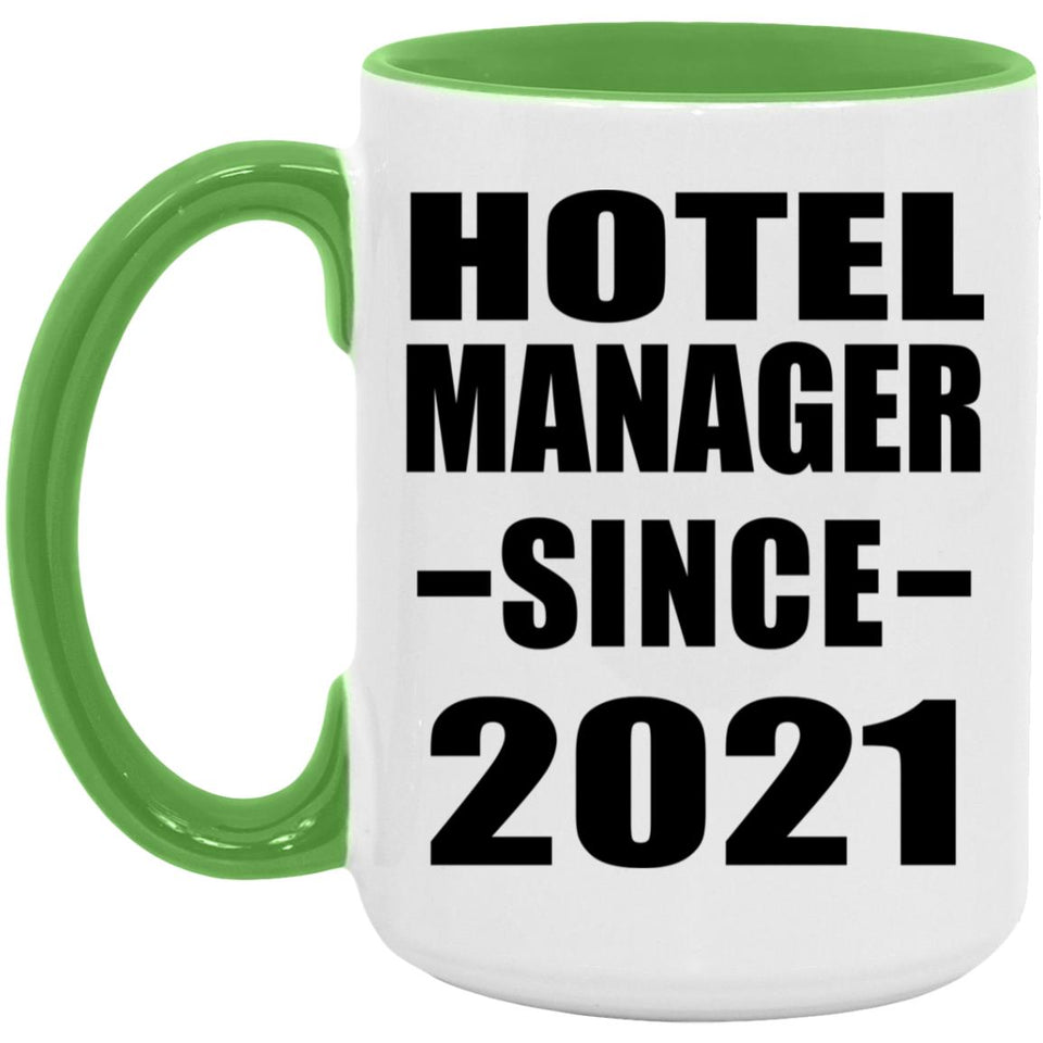 Hotel Manager Since 2021 - 15oz Accent Mug Green