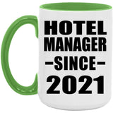 Hotel Manager Since 2021 - 15oz Accent Mug Green