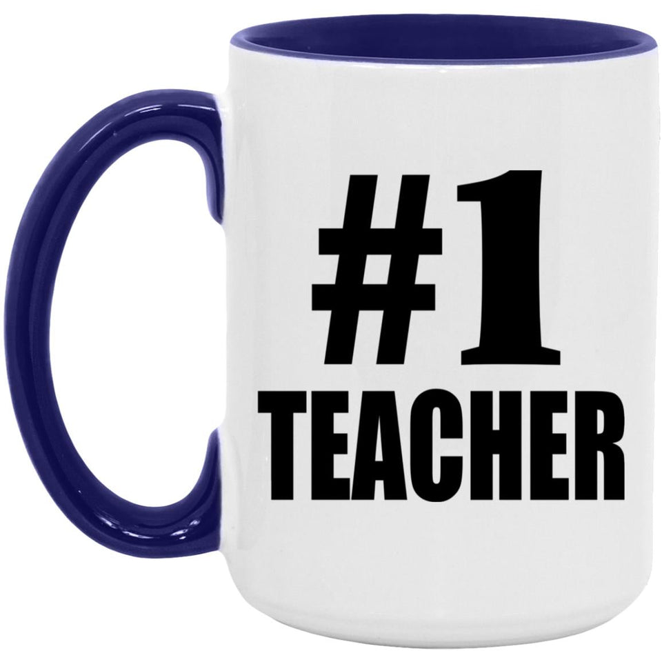 Number One #1 Teacher - 15oz Accent Mug Purple