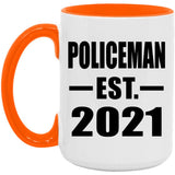 Policeman Established EST. 2021 - 15oz Accent Mug Orange