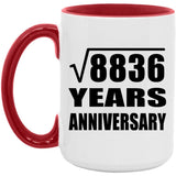 94th Anniversary Square Root of 8836 Years Anniversary - 15oz Accent Mug Red
