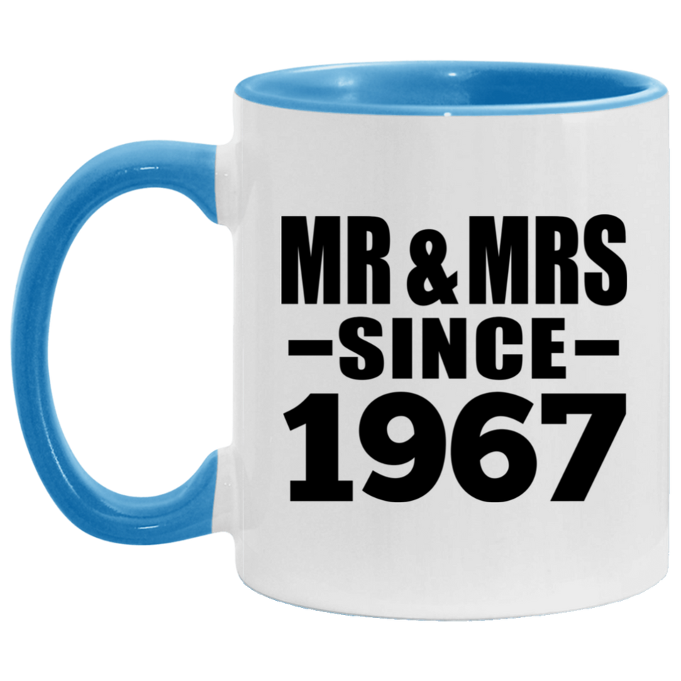 57th Anniversary Mr & Mrs Since 1967 - 11oz Accent Mug Blue