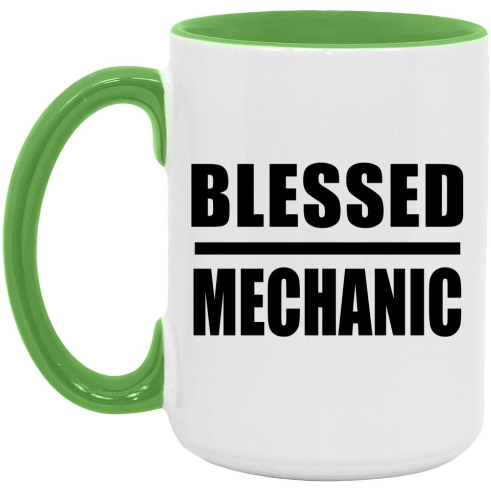 Blessed Mechanic - 15oz Accent Mug Green