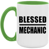 Blessed Mechanic - 15oz Accent Mug Green