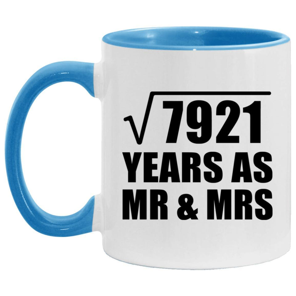 89th Anniversary Square Root of 7921 Years As Mr & Mrs - 11oz Accent Mug Blue