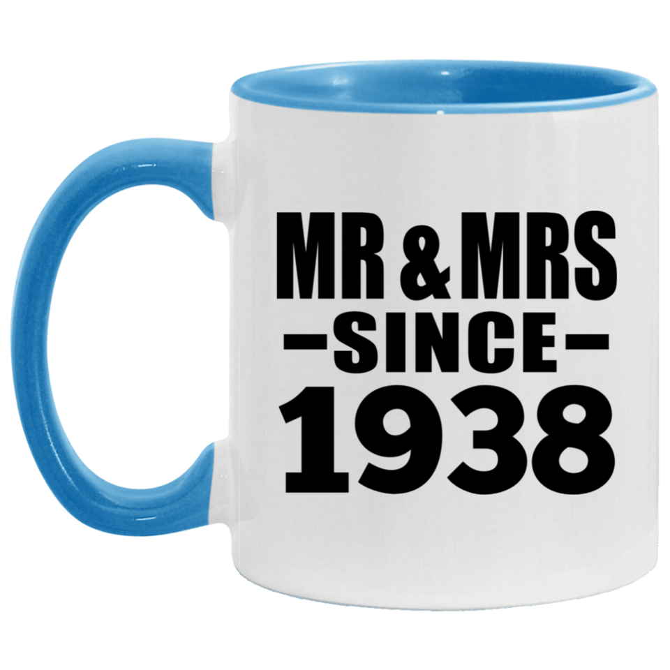 86th Anniversary Mr & Mrs Since 1938 - 11oz Accent Mug Blue
