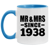 86th Anniversary Mr & Mrs Since 1938 - 11oz Accent Mug Blue