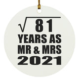 9th Anniversary Square Root of 81 Years As Mr & Mrs 2021 - Circle Ornament