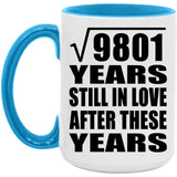 99th Anniversary Square Root of 9801 Years Still In Love - 15oz Accent Mug Blue