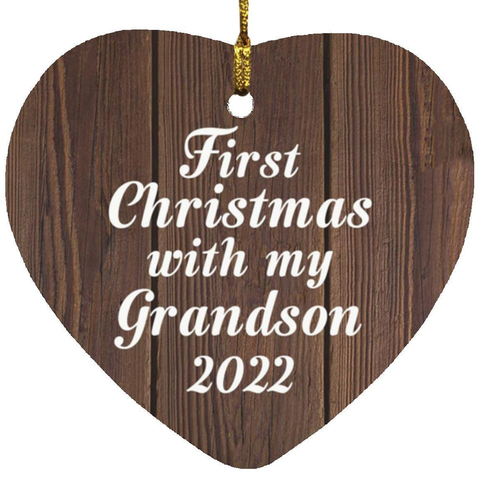 First Christmas With My Grandson 2022 - Heart Ornament D