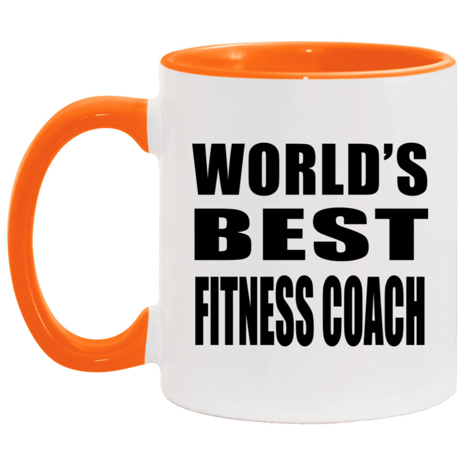 World's Best Fitness Coach - 11oz Accent Mug Orange