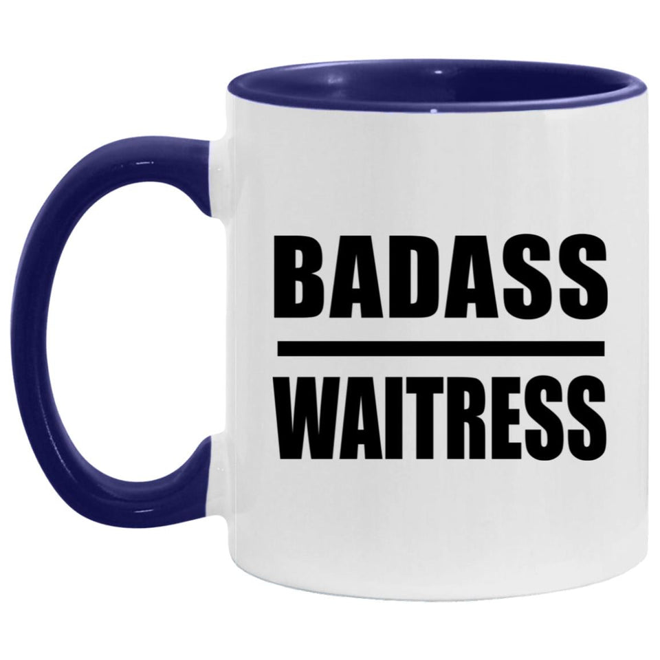 Badass Waitress - 11oz Accent Mug Purple
