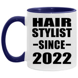 Hair Stylist Since 2022 - 11oz Accent Mug Purple