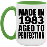41st Birthday Made In 1983 Aged to Perfection - 15oz Accent Mug Green