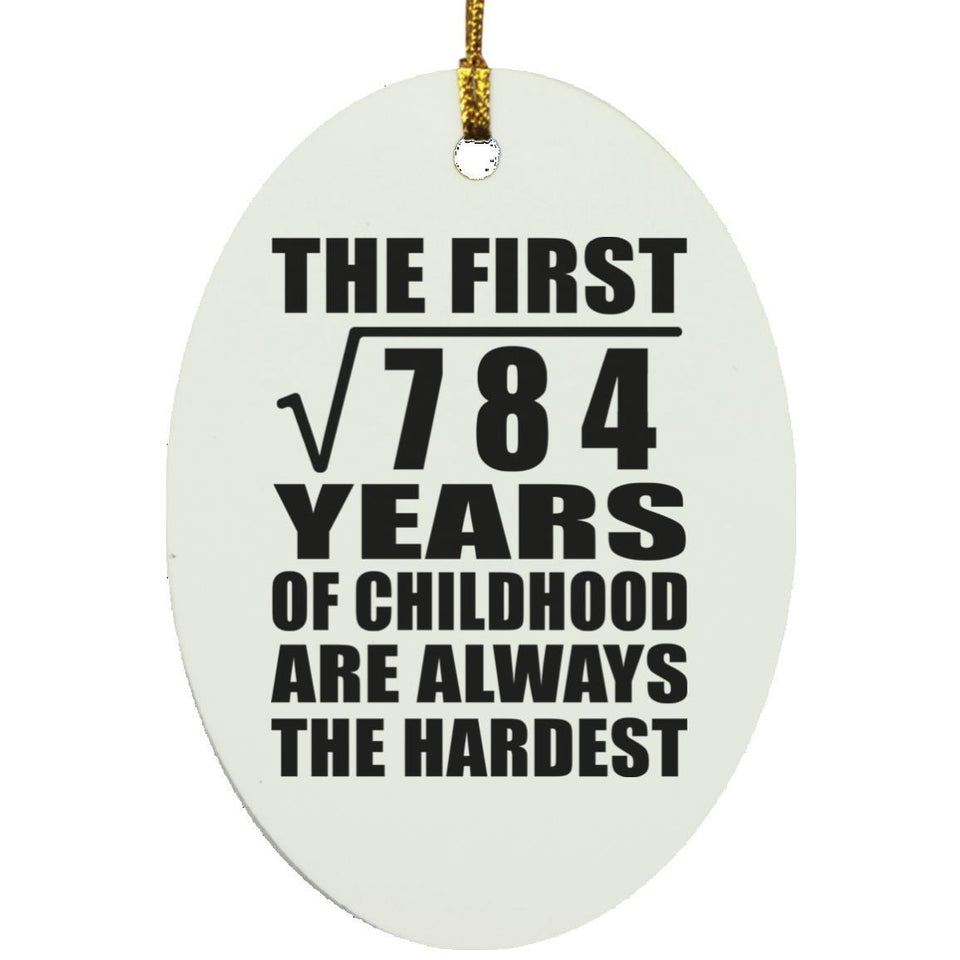 28th Birthday Square Root of 784 Years of Childhood - Oval Ornament