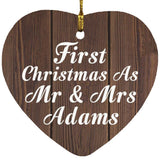 First Christmas As Mr & Mrs Adams - Heart Ornament D