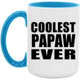 Coolest Papaw Ever - 15oz Accent Mug Blue