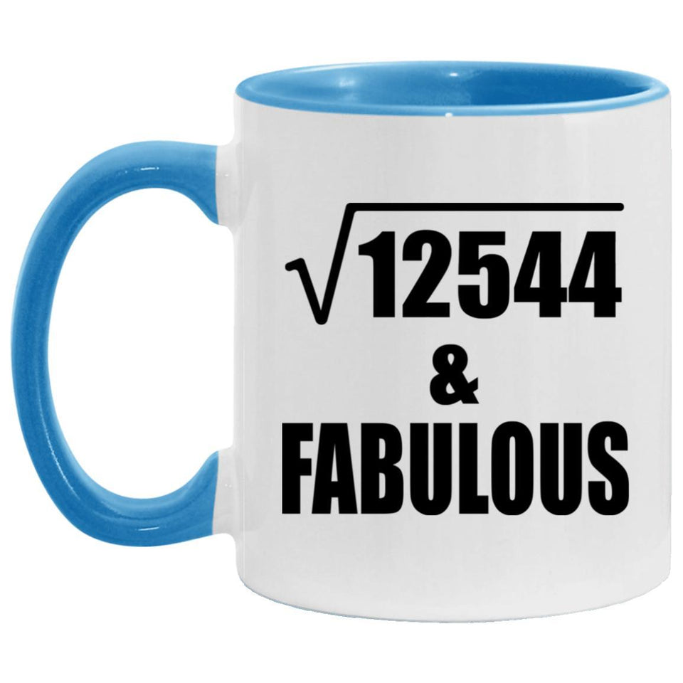 112th Birthday Square Root of 12544 & Fabulous - 11oz Accent Mug Blue
