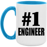 Number One #1 Engineer - 15oz Accent Mug Blue