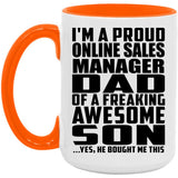 Proud Online Sales Manager Dad Of Awesome Son - 15oz Accent Mug Orange