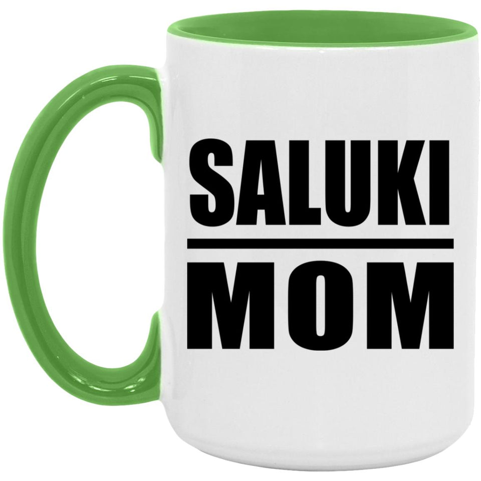 Saluki Mom - 15oz Accent Mug Green