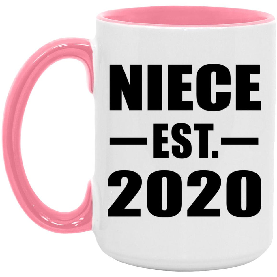 Niece Established EST. 2020 - 15oz Accent Mug Pink