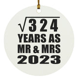 18th Anniversary Square Root of 324 Years As Mr & Mrs 2023 - Circle Ornament