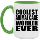 Coolest Animal Care Worker Ever - 15oz Accent Mug Green