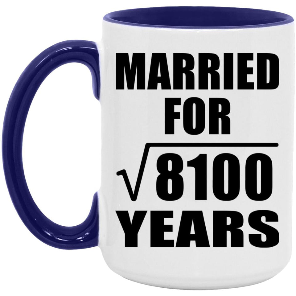 90th Anniversary Married For Square Root of 8100 Years - 15oz Accent Mug Purple