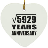 77th Anniversary Square Root of 5929 Years Anniversary - Heart Ornament