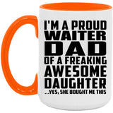 Proud Waiter Dad Of Awesome Daughter - 15oz Accent Mug Orange