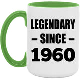 64th Birthday Legendary Since 1960 - 15oz Accent Mug Green