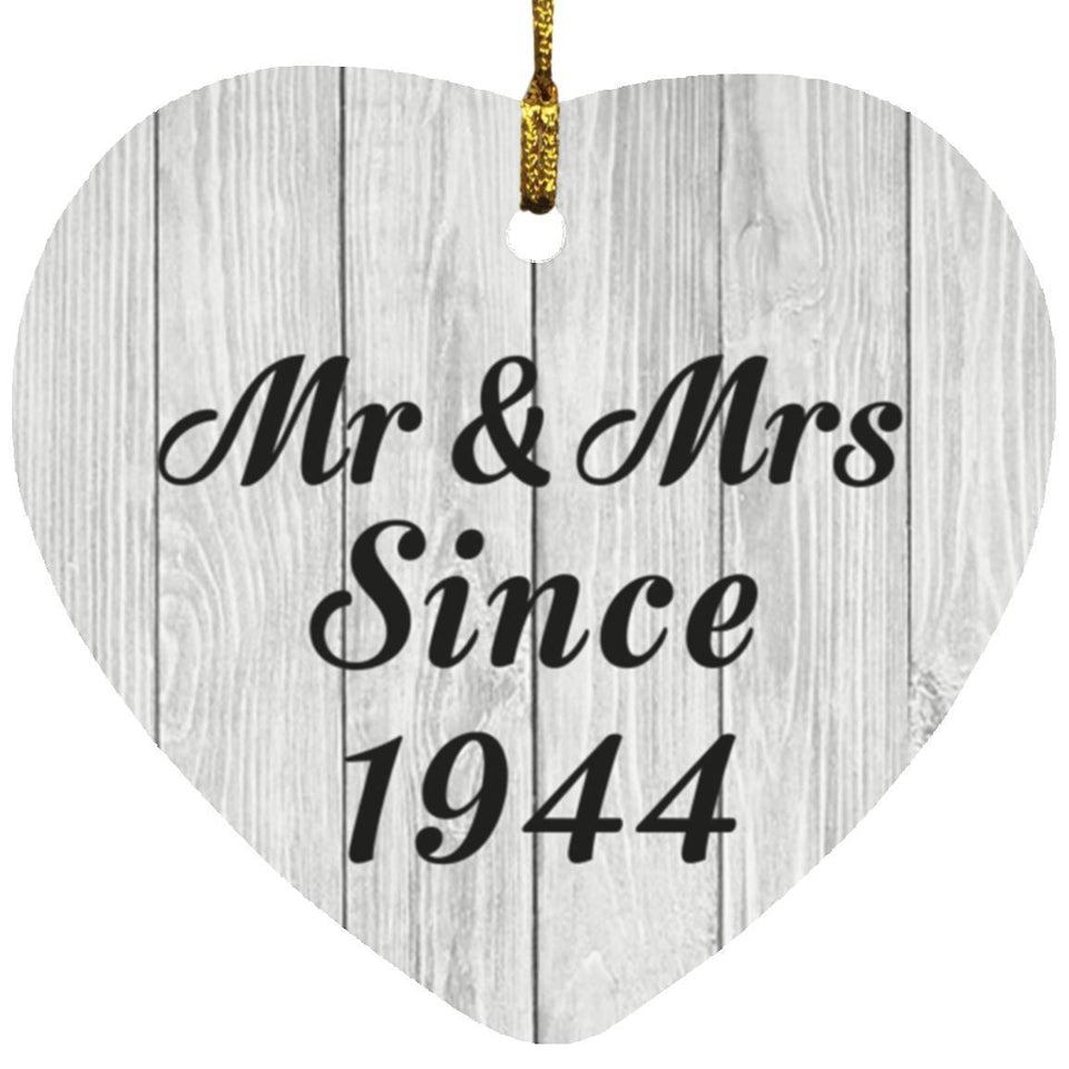 80th Anniversary Mr & Mrs Since 1944 - Heart Ornament F