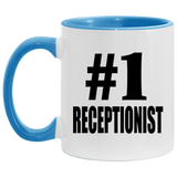 Number One #1 Receptionist - 11oz Accent Mug Blue
