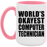 World's Okayest Computer Technician - 15oz Accent Mug Pink