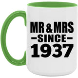 87th Anniversary Mr & Mrs Since 1937 - 15oz Accent Mug Green