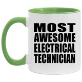 Most Awesome Electrical Technician - 11oz Accent Mug Green