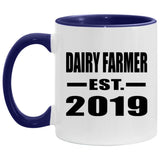 Dairy Farmer Established EST. 2019 - 11oz Accent Mug Purple