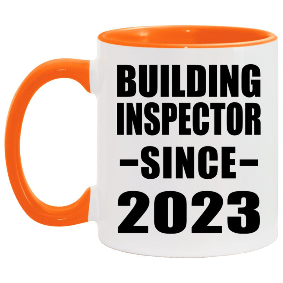 Building Inspector Since 2023 - 11oz Accent Mug Orange