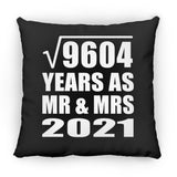 98th Anniversary Square Root of 9604 Years As Mr & Mrs 2021 - Throw Pillow Black