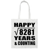 Happy 91st Anniversary Square Root of 8281 Years & Counting - Tote Bag White