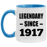 107th Birthday Legendary Since 1917 - 11oz Accent Mug Blue