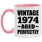 50th Birthday Vintage 1974 Aged Perfectly - 11oz Accent Mug Pink