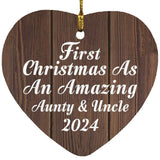 First Christmas As An Amazing Aunty & Uncle 2024 - Heart Ornament D