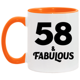 58th Birthday 58 & Fabulous - 11oz Accent Mug Orange