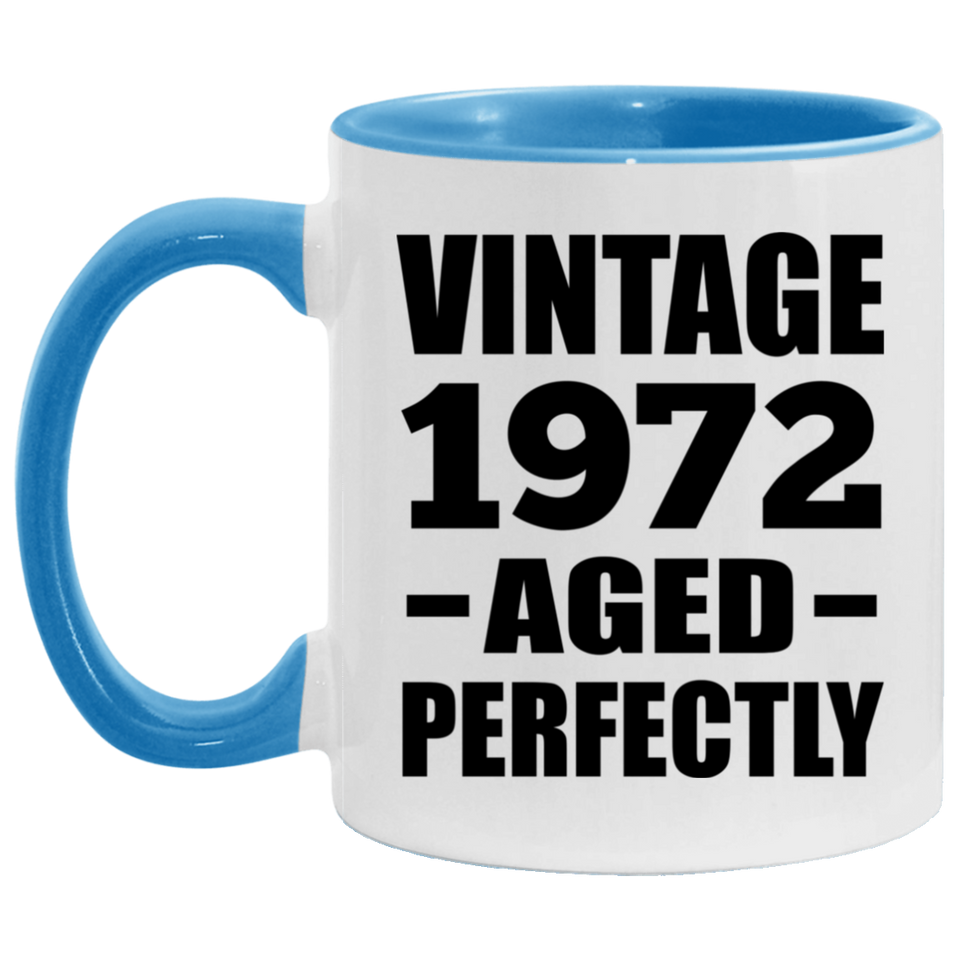 52nd Birthday Vintage 1972 Aged Perfectly - 11oz Accent Mug Blue