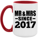 7th Anniversary Mr & Mrs Since 2017 - 15oz Accent Mug Red